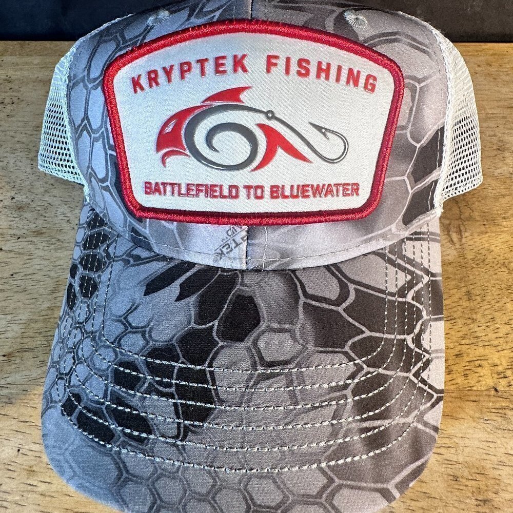 Kryptek Fishing Hat Trucker Cap EUC Snapback Fisherman, Gift Bass Fish Scales